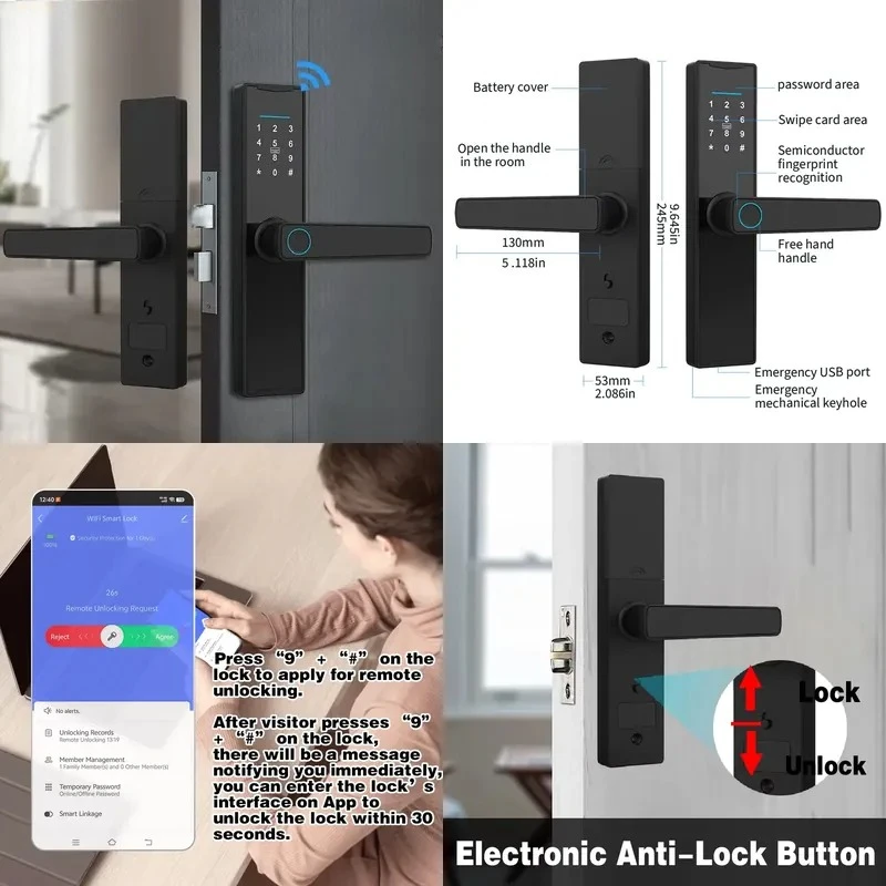 Smart Door With WiFi APP Digital Electronic Wooden Door Biometric Fingerprint Smart Home Remote Unlocking
Smart Door With WiFi APP Digital Electronic Wooden Door Biometric Fingerprint Smart Home Remote Unlocking