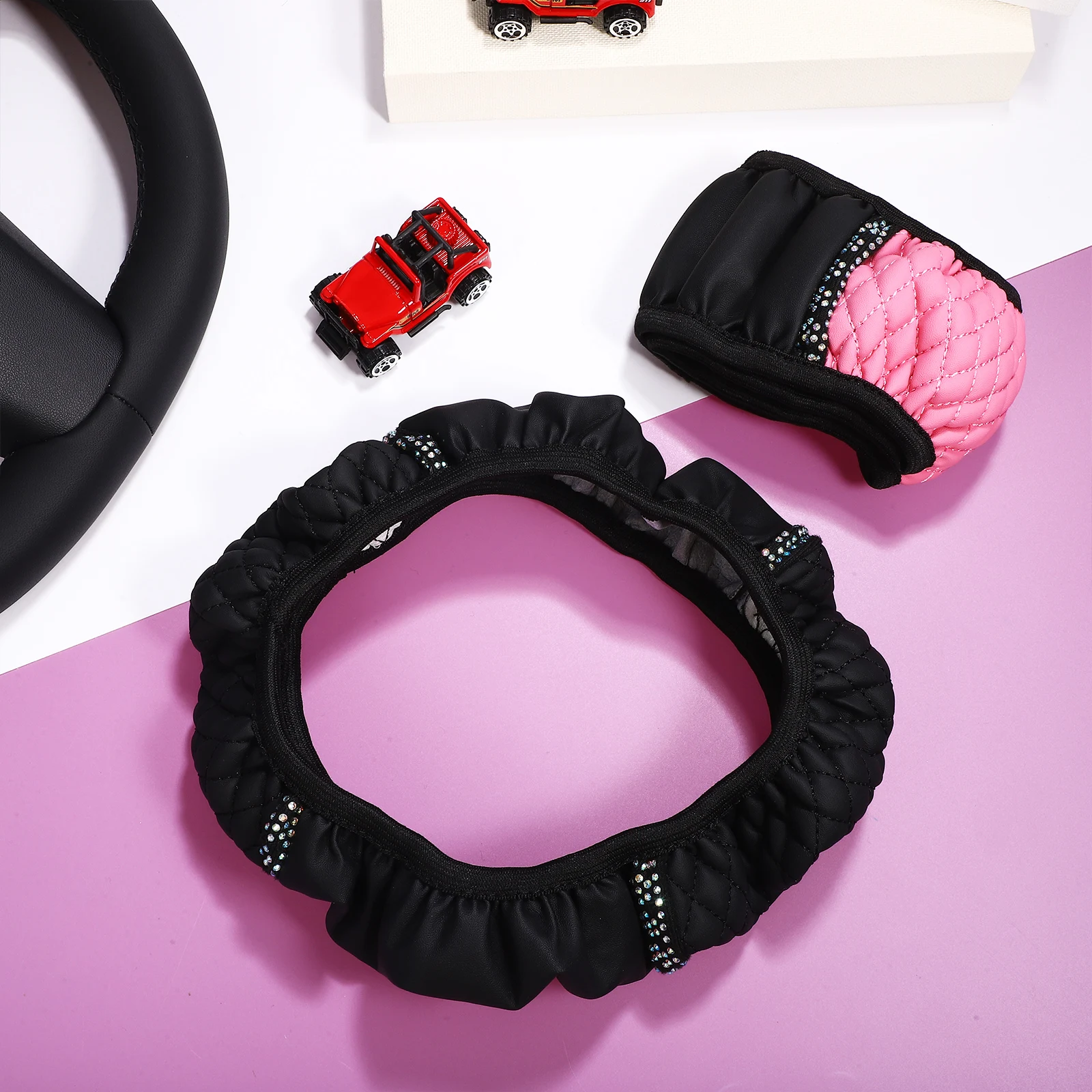 2pcs Steering Wheel Cover Rhinestone Bling Universal Car Decorative Glitter Pu Protector Stretchy Women Vehicle Interior
2pcs Steering Wheel Cover Rhinestone Bling Universal Car Decorative Glitter Pu Protector Stretchy Women Vehicle Interior