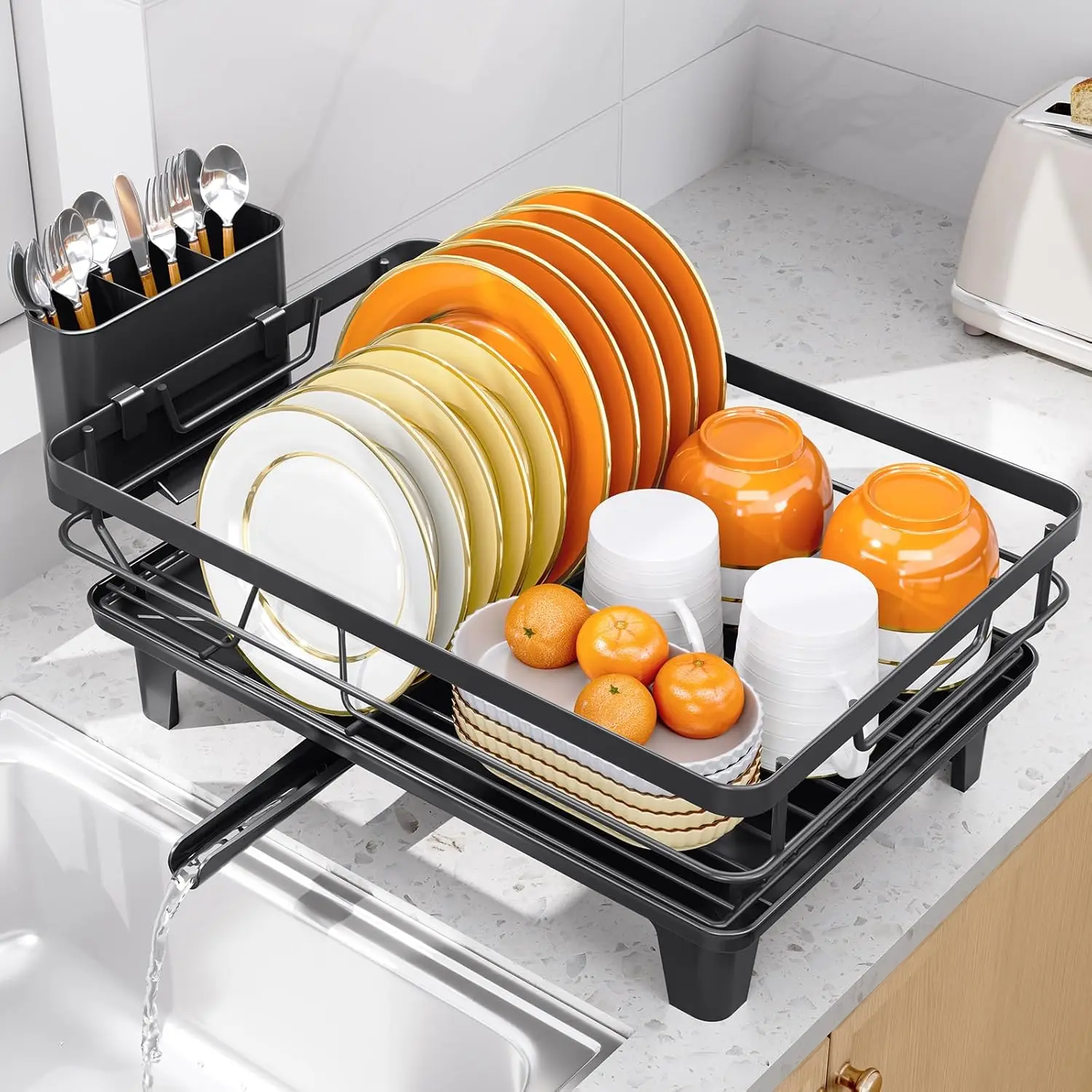 Dish Drying Rack, Small Dish Racks for Kitchen Counter, Stainless Steel Sink Organization and Storage Essentials with Cutlery Holder, Dish Drainer, Home and Appartment Decor, Black
Dish Drying Rack, Small Dish Racks for Kitchen Counter, Stainless Steel Sink Organization and Storage Essentials with Cutlery Holder, Dish Drainer, Home and Appartment Decor, Black