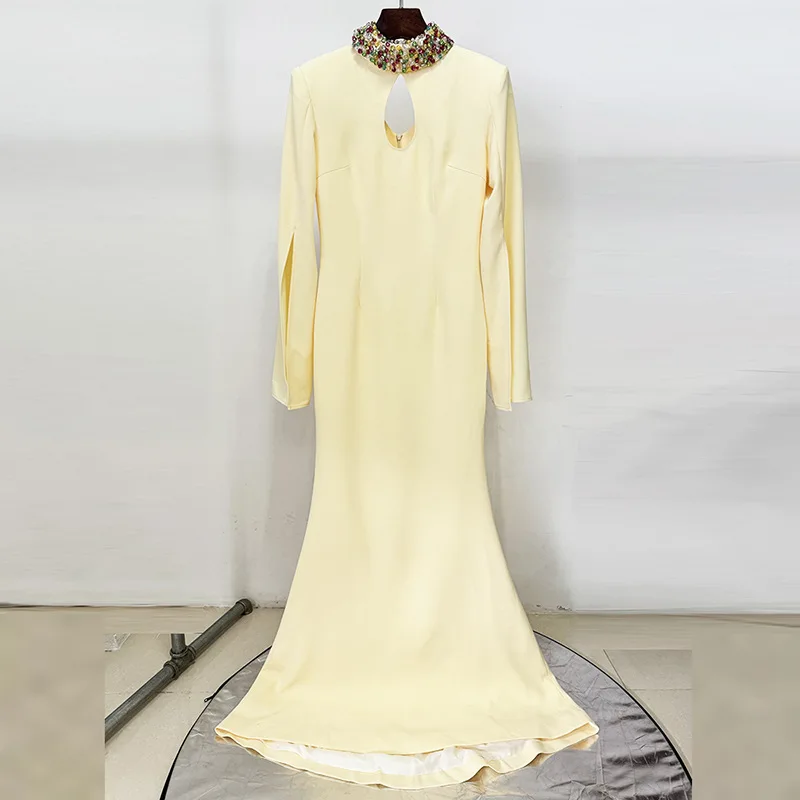 European American fashion star gown long dress stand-up collar beaded rhinestone slit sleeves ropa mujer vestidos party dresses
European American fashion star gown long dress stand-up collar beaded rhinestone slit sleeves ropa mujer vestidos party dresses