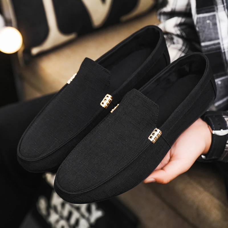 Men'S Beige Linen Loafers With Gold Buckle Detail Slip On Design Breathable Fabric Upper Non Slip Flat Sole Casual Driving Shoes
Men'S Beige Linen Loafers With Gold Buckle Detail Slip On Design Breathable Fabric Upper Non Slip Flat Sole Casual Driving Shoes