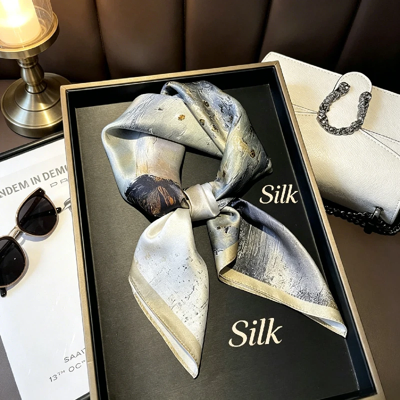 Silk Silk Scarf Small Square Scarf 70cm High-end Gift Mulberry Silk Silk Scarf Light and Thin Back Girl Small Scarf with Suit
Silk Silk Scarf Small Square Scarf 70cm High-end Gift Mulberry Silk Silk Scarf Light and Thin Back Girl Small Scarf with Suit