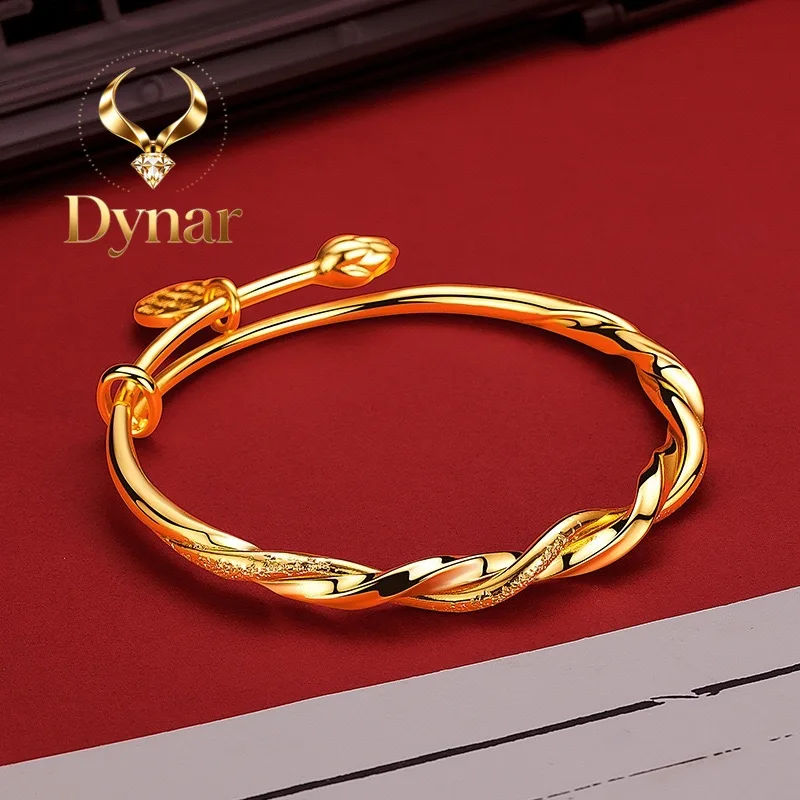 Dynar Jewelry 9999 24K gold bracelet for women, high-end semi inlaid sand semi gloss twisted pull bracelet, high-end gold jew
Dynar Jewelry 9999 24K gold bracelet for women, high-end semi inlaid sand semi gloss twisted pull bracelet, high-end gold jew