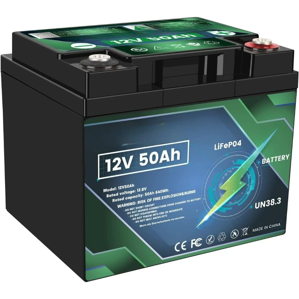 12V 50Ah LiFePO4 Lithium Battery 12V LiFePO4 Batteries 640W Power 4000+ Deep Cycle LiFePO4 Iron Phosphate Lithium Battery Built- 
12V 50Ah LiFePO4 Lithium Battery 12V LiFePO4 Batteries 640W Power 4000+ Deep Cycle LiFePO4 Iron Phosphate Lithium Battery Built-