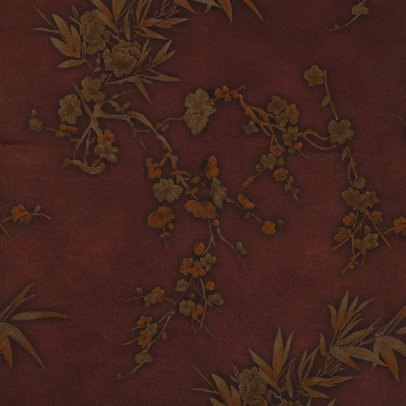 Ткань с принтом листьев и цветов сливы для платьев-ципао и ханьфу в этническом китайском стиле с цветочным узором.
Ткань с принтом листьев и цветов сливы для платьев-ципао и ханьфу в этническом китайском стиле с цветочным узором.