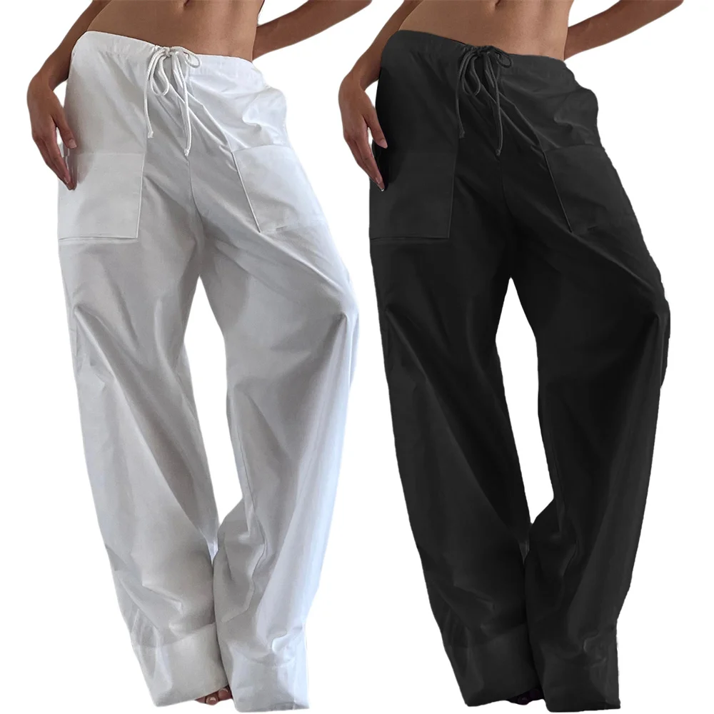 Women Casual Solid Color Loose Cargo Pants with Pockets Wide Leg Pants Drawstring Low Waist Trousers Streetwear Outfits
Women Casual Solid Color Loose Cargo Pants with Pockets Wide Leg Pants Drawstring Low Waist Trousers Streetwear Outfits