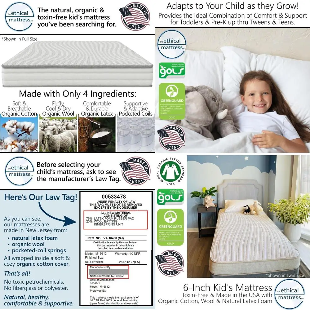 Двойной матрас из органического хлопка и латекса, сделанный из США, без токсинов, идеально подходит для двухъярусных и кровати на платформе.
Двойной матрас из органического хлопка и латекса, сделанный из США, без токсинов, идеально подходит для двухъярусных и кровати на платформе.