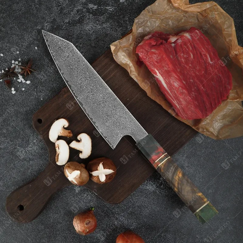TAMZUO Damascus Steel Chef Knife 8 Inch Kitchen Knife with Resin Handle for Meat Vegetable Slicing Chopping with Gift Box
TAMZUO Damascus Steel Chef Knife 8 Inch Kitchen Knife with Resin Handle for Meat Vegetable Slicing Chopping with Gift Box