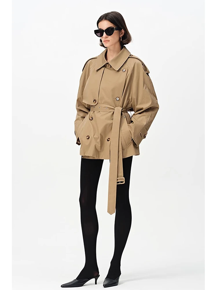 Lautaro Spring Autumn Khaki Trench Coat for Women Belt Double Breasted Elegant Chic Luxury Designer British Style Clothes 2025
Lautaro Spring Autumn Khaki Trench Coat for Women Belt Double Breasted Elegant Chic Luxury Designer British Style Clothes 2025