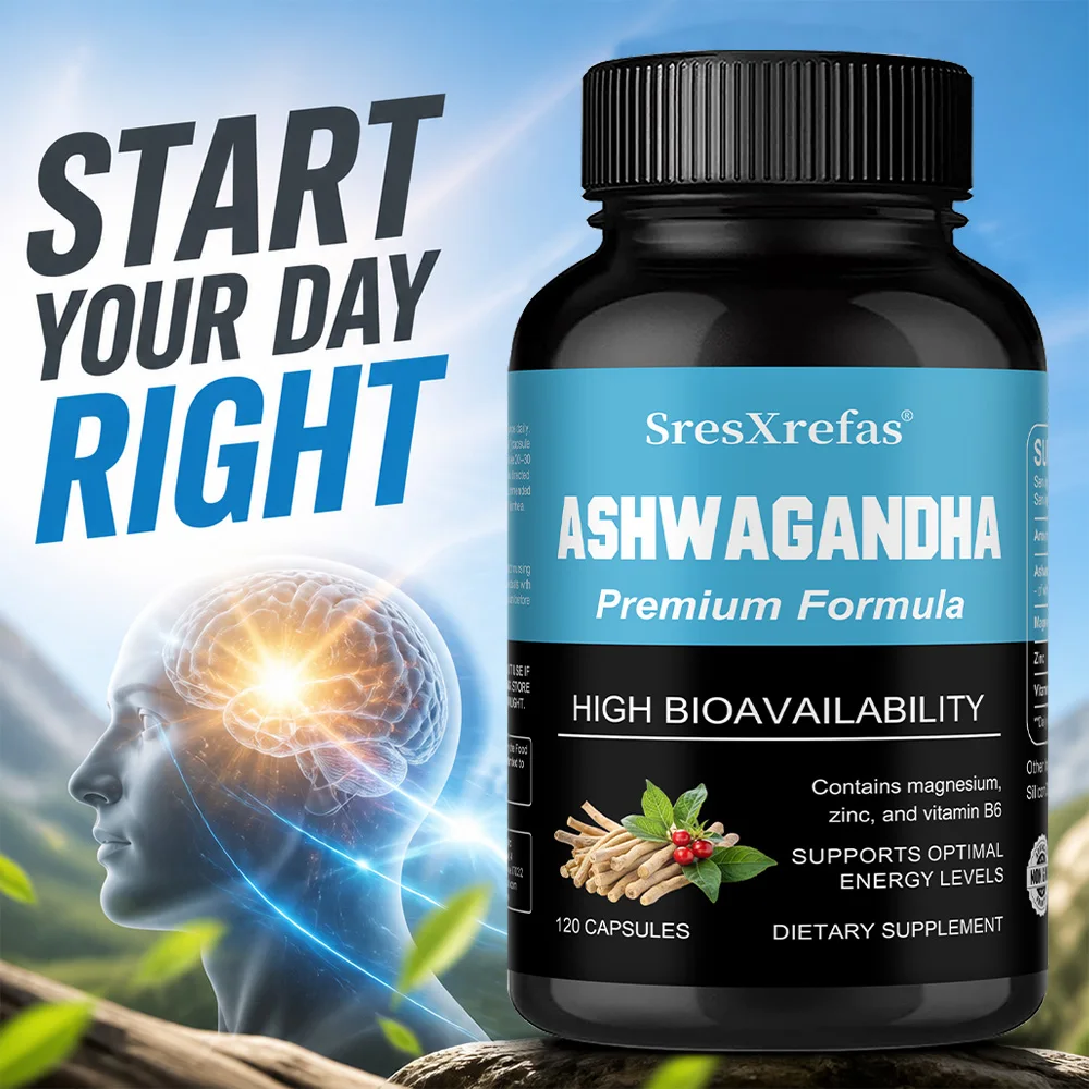 Organic Ashwagandha Capsules, with Magnesium, Zinc, Vitamin B6, for Stress Relief, Energy & Mood Support, 120 Capsules
Organic Ashwagandha Capsules, with Magnesium, Zinc, Vitamin B6, for Stress Relief, Energy & Mood Support, 120 Capsules