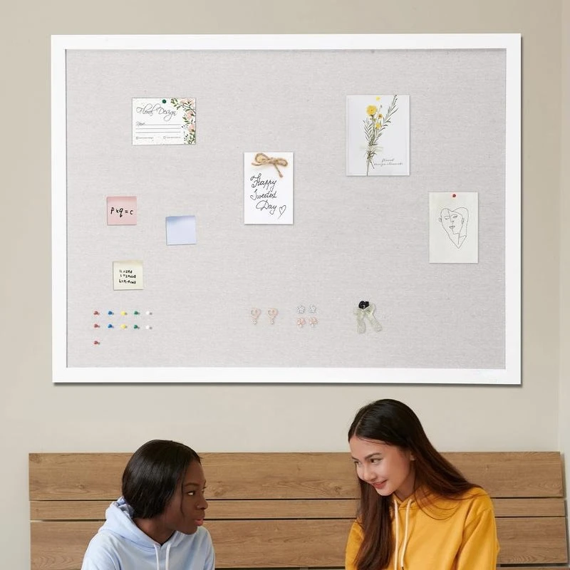 48"x36" White Cork Board with Linen Surface Wall-Mounted Bulletin Board
48"x36" White Cork Board with Linen Surface Wall-Mounted Bulletin Board