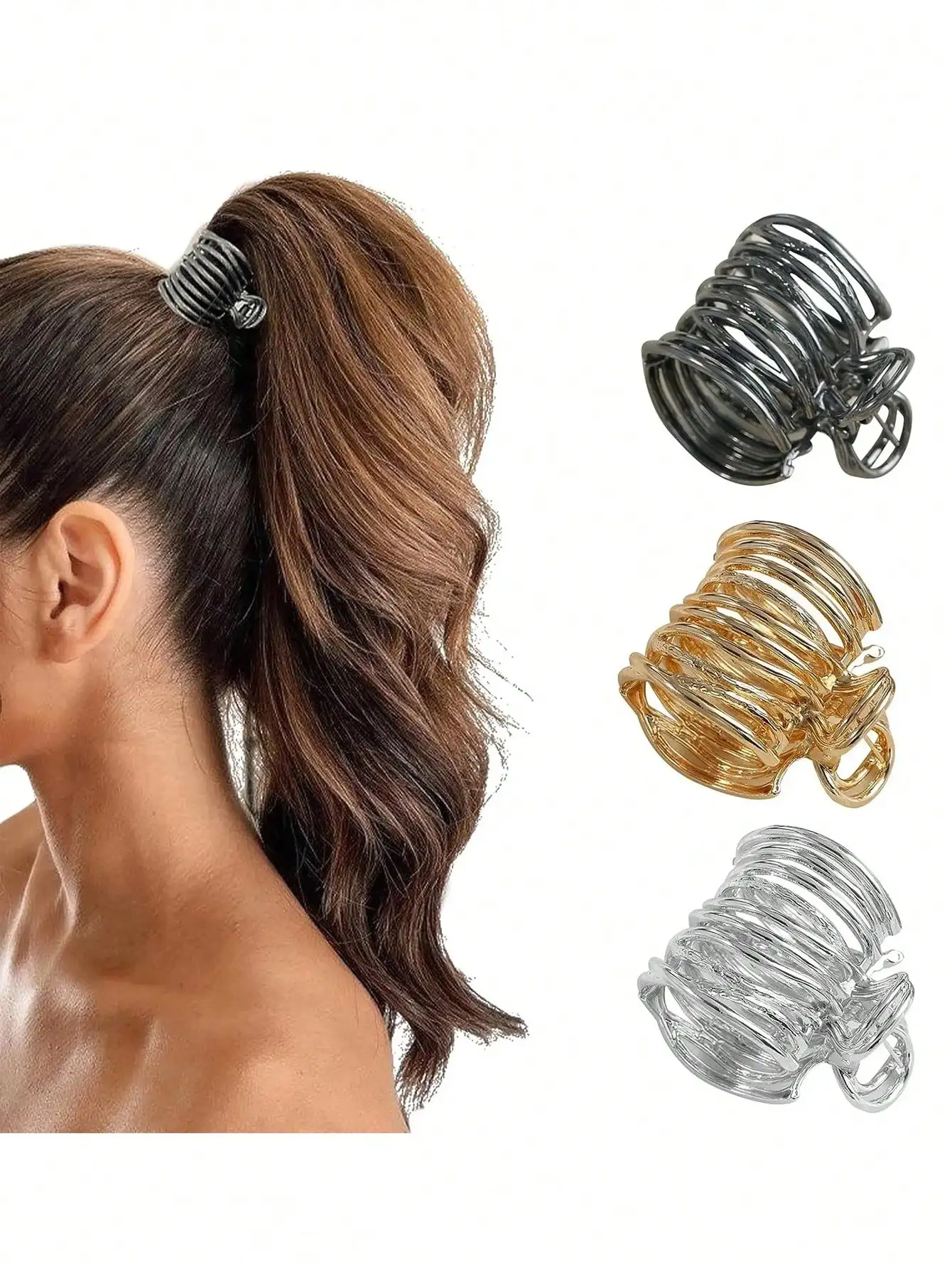 1pc Women Black/Gold/Silver Metal Rhinestone Hair Clip, Fashionable Versatile Elegant Chic Hair Accessories For Daily, Casual, Party, Commute, Beach, Makeup, Ponytail
1pc Women Black/Gold/Silver Metal Rhinestone Hair Clip, Fashionable Versatile Elegant Chic Hair Accessories For Daily, Casual, Party, Commute, Beach, Makeup, Ponytail