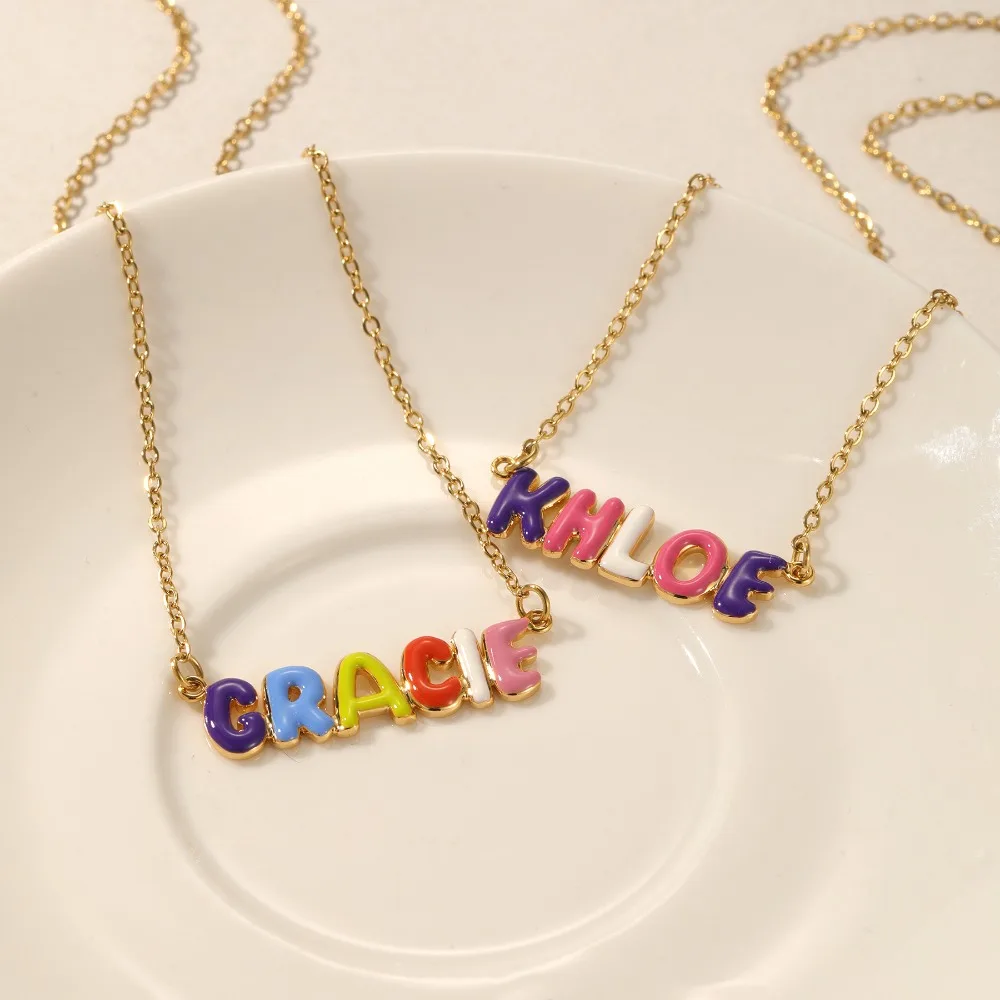 Custom Color Letter Name Necklace Enamel Pendant Bubble Fashion Light Luxury Creative Jewelry For Women Personalized Gift
Custom Color Letter Name Necklace Enamel Pendant Bubble Fashion Light Luxury Creative Jewelry For Women Personalized Gift
