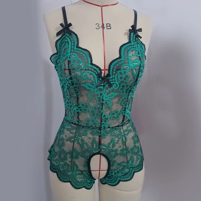 Sexy lingerie with open front and see-through design, two-tone lace one-piece dress, extremely alluring and seductive L480
Sexy lingerie with open front and see-through design, two-tone lace one-piece dress, extremely alluring and seductive L480