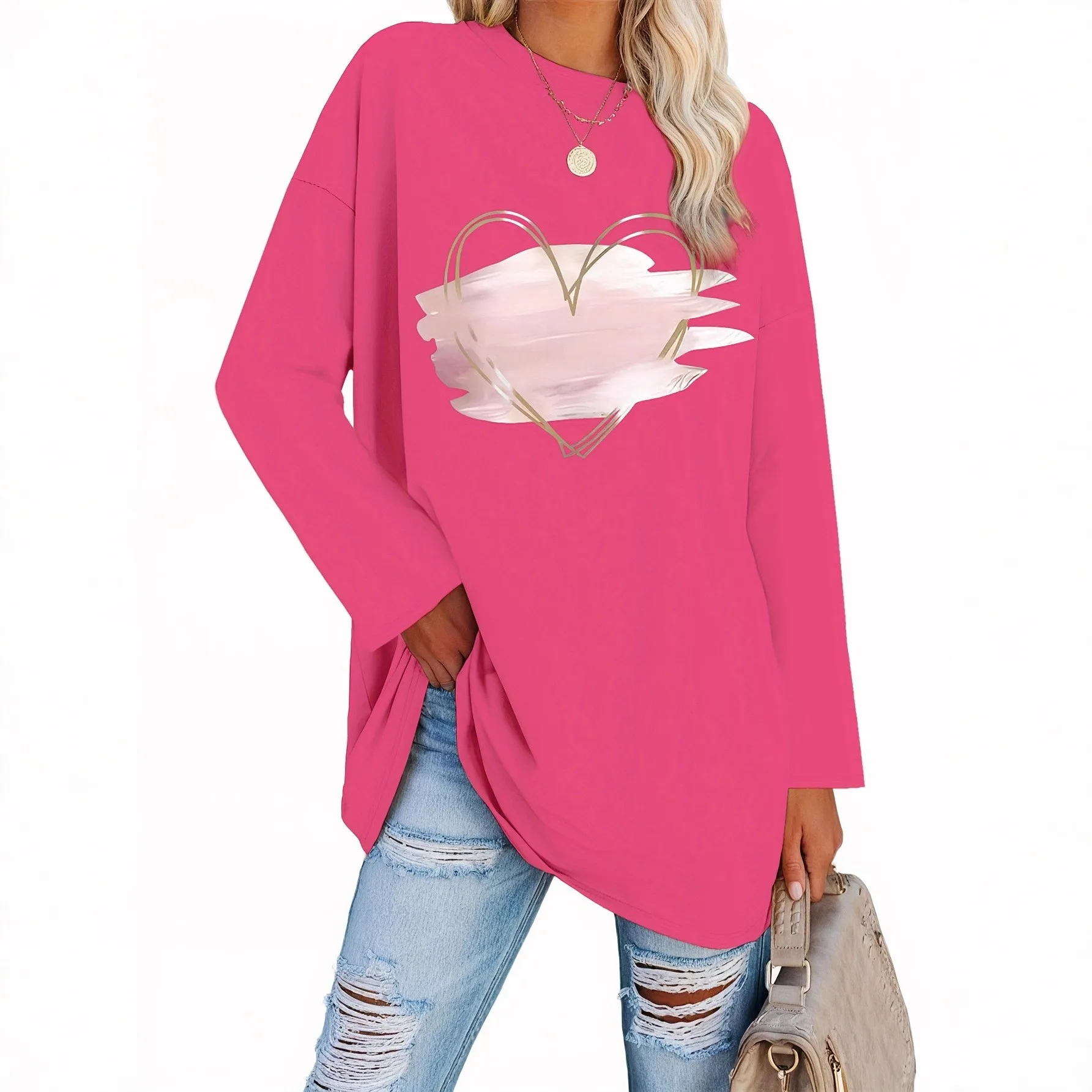 Женская осенне-зимняя футболка больших размеров с круглым вырезом и длинными рукавами, повседневный и модный топ, незаменимый для повседневного ношения
Женская осенне-зимняя футболка больших размеров с круглым вырезом и длинными рукавами, повседневный и модный топ, незаменимый для повседневного ношения