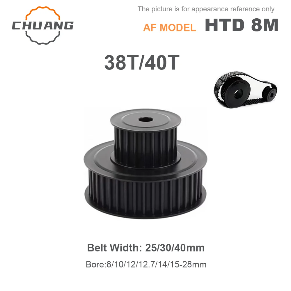 HTD 8M 38T 40T Timing Pulley AF type 45# Steel Synchronous Wheel For Belt Width 25/30/40mm Bore 8mm~28mm AF type 8mm 45# Steel
HTD 8M 38T 40T Timing Pulley AF type 45# Steel Synchronous Wheel For Belt Width 25/30/40mm Bore 8mm~28mm AF type 8mm 45# Steel