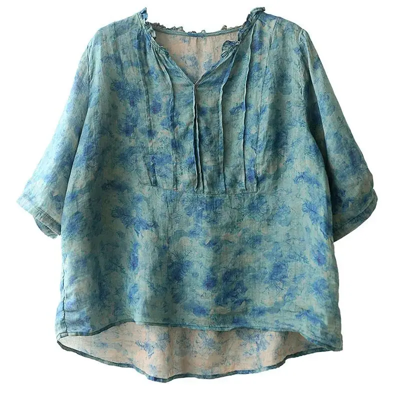 2024 New Retro Fashion Printed Spliced Shirt Summer Women's Casual Loose Full Set V-neck Half Sleeve Top Women's L336
2024 New Retro Fashion Printed Spliced Shirt Summer Women's Casual Loose Full Set V-neck Half Sleeve Top Women's L336