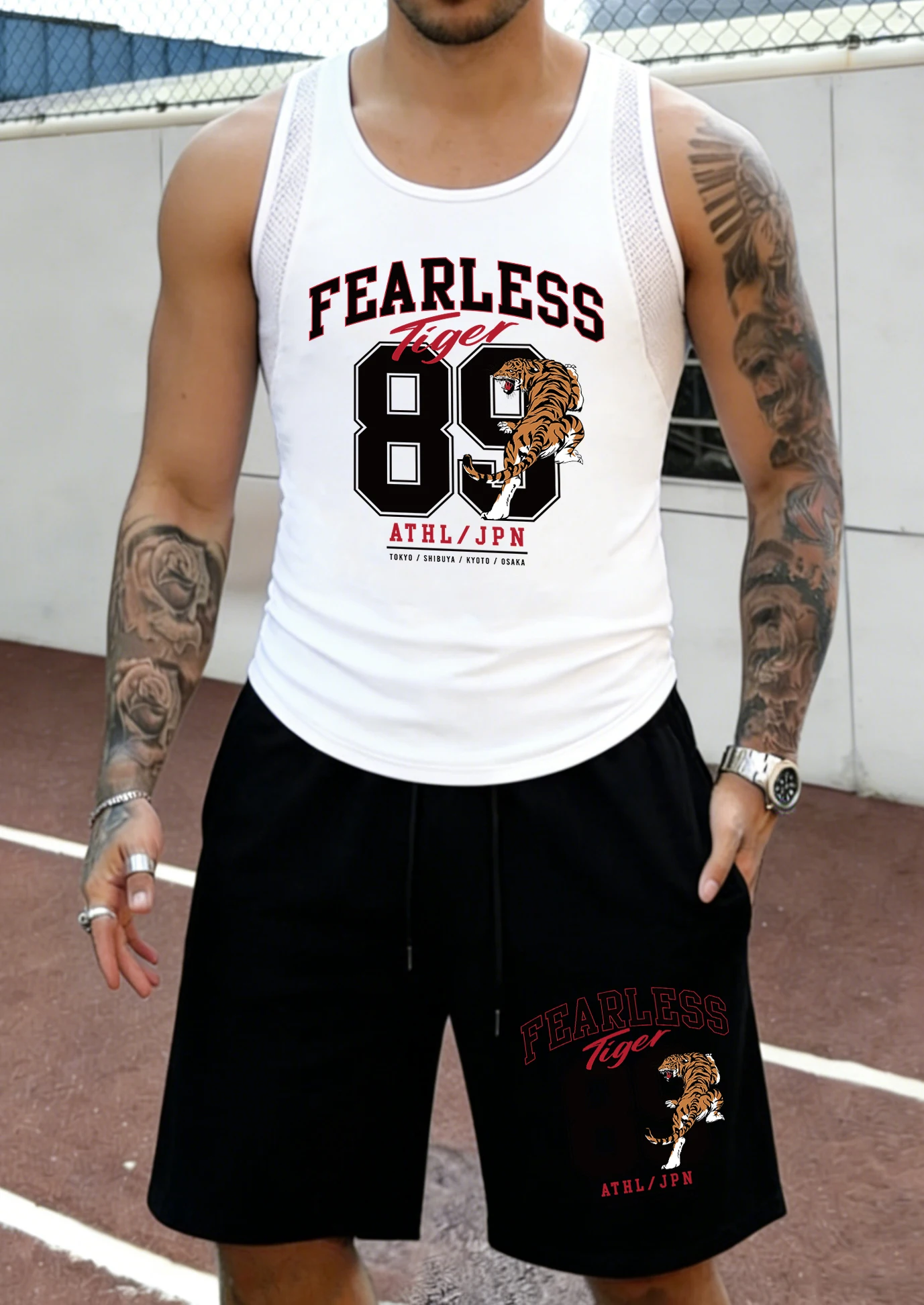 Tokyo Fearless Tiger 89 Design Men Sport Mesh Summer Vest & Shorts Suit Breathable Running Sleeveless Tee Classic Beach Pants
Tokyo Fearless Tiger 89 Design Men Sport Mesh Summer Vest & Shorts Suit Breathable Running Sleeveless Tee Classic Beach Pants