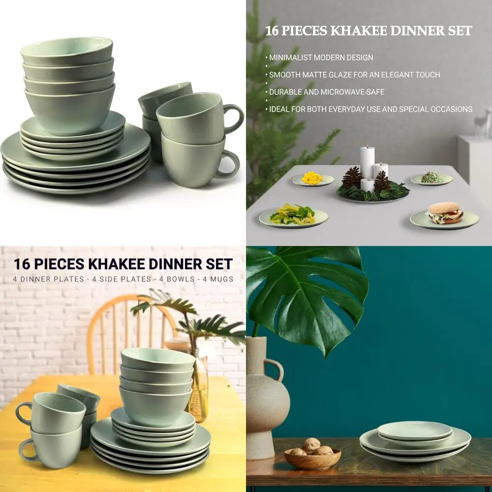 4-Person Khakee Ceramic Dinnerware Set - Stoneware Plates, Bowls, and Mugs - Modern Solid Color Tableware - Suitable for Microwa
4-Person Khakee Ceramic Dinnerware Set - Stoneware Plates, Bowls, and Mugs - Modern Solid Color Tableware - Suitable for Microwa