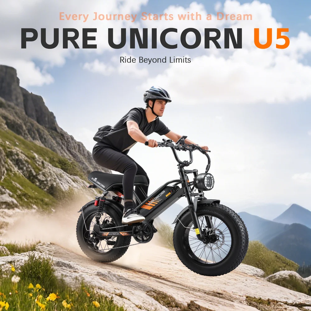 Pure Unicorn U5 1500W 20inch Wide-Tire Adult Electric Bicycle (E-Bike) —— Maximum Speed of 45 Kilometers Per Hour, Equipped with a Removable 48V 19.2Ah Battery and Mountain-Grade Hydraulic Brakes: an Affordable Electric Vehicle with Motorcycle-Level Perfo
Pure Unicorn U5 1500W 20inch Wide-Tire Adult Electric Bicycle (E-Bike) —— Maximum Speed of 45 Kilometers Per Hour, Equipped with a Removable 48V 19.2Ah Battery and Mountain-Grade Hydraulic Brakes: an Affordable Electric Vehicle with Motorcycle-Level Perfo
