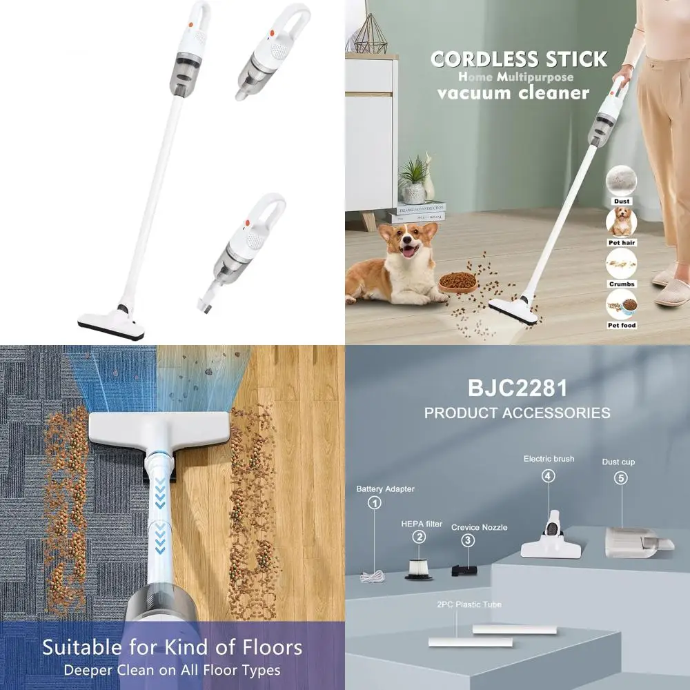 Беспроводной легкий пылесос 6-в-1: двигатель мощностью 100 Вт для твердых полов, ковров и шерсти домашних животных
Беспроводной легкий пылесос 6-в-1: двигатель мощностью 100 Вт для твердых полов, ковров и шерсти домашних животных