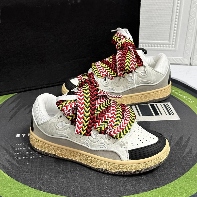 Black White Mixed Colors Couple Casual Sneakers Thick Sole Lace-Up Walking Shoes Breathable Women Men Shoes
Black White Mixed Colors Couple Casual Sneakers Thick Sole Lace-Up Walking Shoes Breathable Women Men Shoes