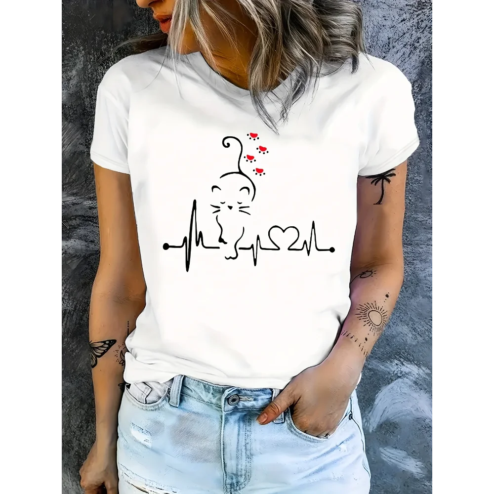 Heart Paw Print Graphic Lightweight Summer Regular Spring Women's Casual Short Sleeve Crew Neck T-Shirt Cute Aesthetic Clothes
Heart Paw Print Graphic Lightweight Summer Regular Spring Women's Casual Short Sleeve Crew Neck T-Shirt Cute Aesthetic Clothes