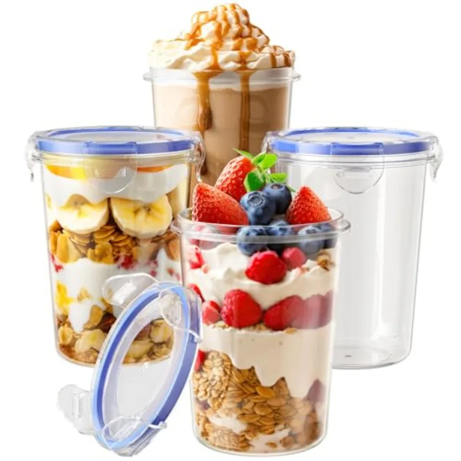 4 Pack Overnight Oats Containers with Lids, Oatmeal Container, 16oz Leak Proof Oats Jars, BPA Free, Reusable, Portable Plastic
4 Pack Overnight Oats Containers with Lids, Oatmeal Container, 16oz Leak Proof Oats Jars, BPA Free, Reusable, Portable Plastic