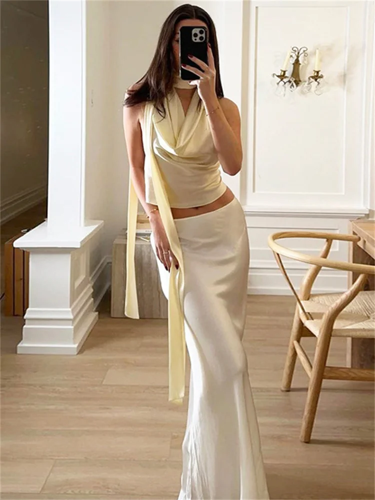 Tossy Halter Bandage 2 Piece-Set Maxi Skirt Female Fashion Patchwork Lace-Up Cropped Top And Long Skirt Sets Slim Women Outfits
Tossy Halter Bandage 2 Piece-Set Maxi Skirt Female Fashion Patchwork Lace-Up Cropped Top And Long Skirt Sets Slim Women Outfits