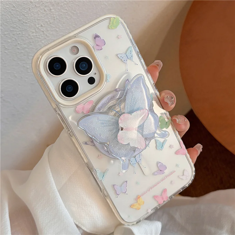 Clear Colorful Butterfly Magnetic Phone Case For iPhone 16 Pro 15 14 13 Pro Max 12 Cover with Magsafe Stand Holder Cute Cases
Clear Colorful Butterfly Magnetic Phone Case For iPhone 16 Pro 15 14 13 Pro Max 12 Cover with Magsafe Stand Holder Cute Cases