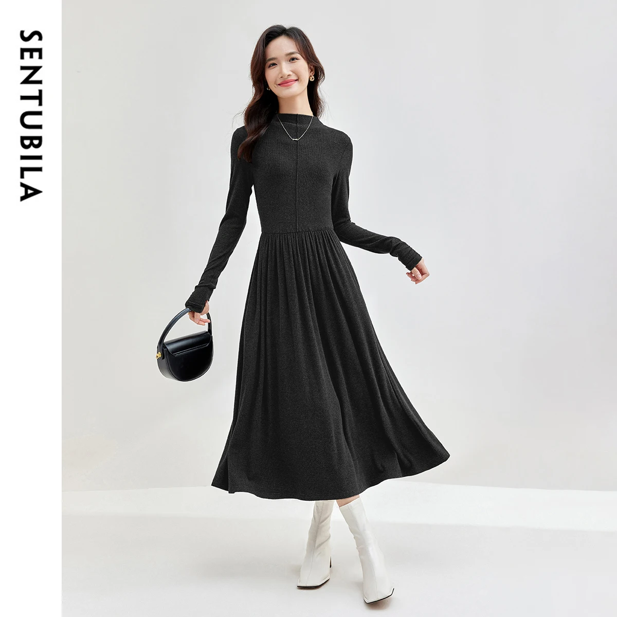 SENTUBILA Women Knitted Dresses Winter Knitwear 2024 Long Sleeve A-line Elegant Black Midi Dress Woman's Clothes 144L58348
SENTUBILA Women Knitted Dresses Winter Knitwear 2024 Long Sleeve A-line Elegant Black Midi Dress Woman's Clothes 144L58348