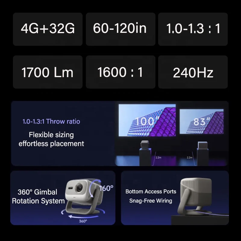 NEW Projector JMGO N3 4K Tri-L aser Projector 1700 ISO Lumens Smart Gimbal Home Cinema with Zoom Ultra HD
NEW Projector JMGO N3 4K Tri-L aser Projector 1700 ISO Lumens Smart Gimbal Home Cinema with Zoom Ultra HD