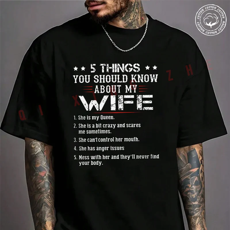 Moto Men's T-shirt Five Things You Should Know About My Wife Cotton T Shirt Short Sleeve Exquisite Design Essential Top Tees
Moto Men's T-shirt Five Things You Should Know About My Wife Cotton T Shirt Short Sleeve Exquisite Design Essential Top Tees
