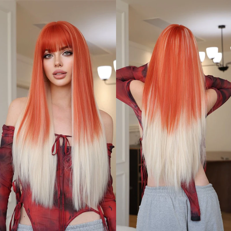 Subculture wig women gradient orange-gold ear-hanging ultra-long straight hair with bangs realistic imitation human h
Subculture wig women gradient orange-gold ear-hanging ultra-long straight hair with bangs realistic imitation human h
