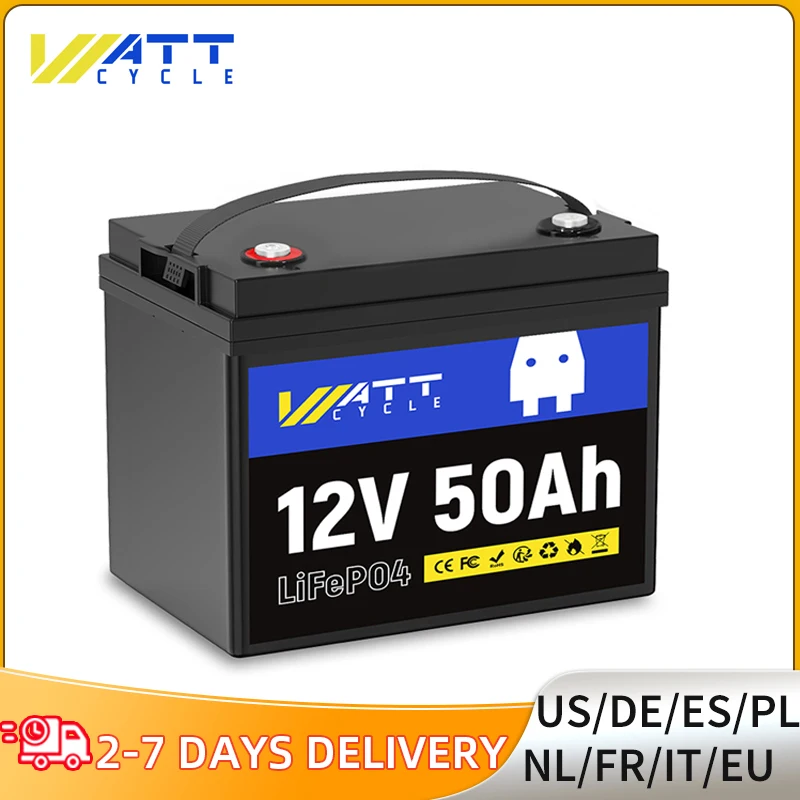 WattCycle 12V 50Ah LiFePO4 Battery Built-in 50A BMS for RVs Camping Trolling Motors Home Energy High Efficiency Lithium Battery
WattCycle 12V 50Ah LiFePO4 Battery Built-in 50A BMS for RVs Camping Trolling Motors Home Energy High Efficiency Lithium Battery