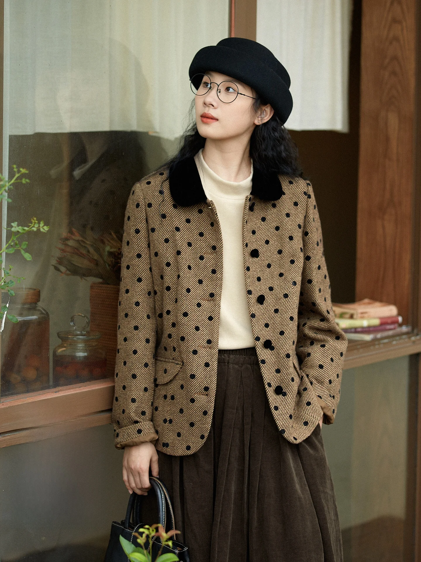 Thiened Winter Coat Women's Tweed Outerwear Casual Vintage Cheered Material Suit Top Coffee Color Side S Original Design
Thiened Winter Coat Women's Tweed Outerwear Casual Vintage Cheered Material Suit Top Coffee Color Side S Original Design