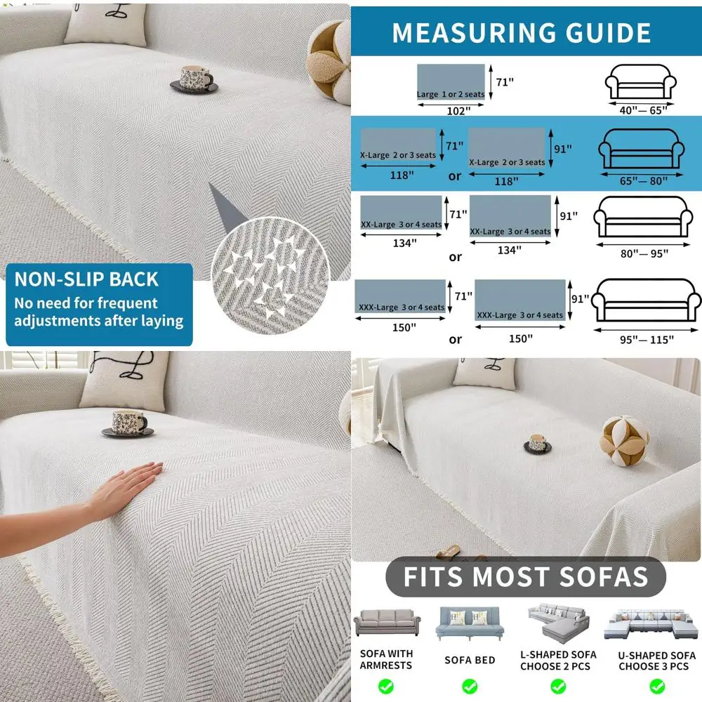 Моющийся чехол для дивана с 3 подушками, защита для дивана для домашних животных для гостиной, кремово-белый (91x118 дюймов)
Моющийся чехол для дивана с 3 подушками, защита для дивана для домашних животных для гостиной, кремово-белый (91x118 дюймов)