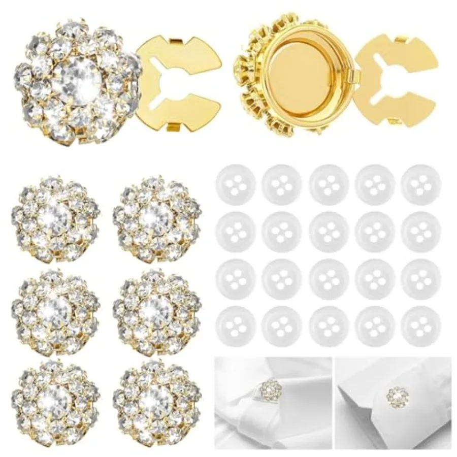 6 Pcs Rhinestone Crystal Button Covers Set, Detachable Clip-On Buttons Jewelry for Women/Men Shirts with 20 Pcs Sewing Buttons,
6 Pcs Rhinestone Crystal Button Covers Set, Detachable Clip-On Buttons Jewelry for Women/Men Shirts with 20 Pcs Sewing Buttons,