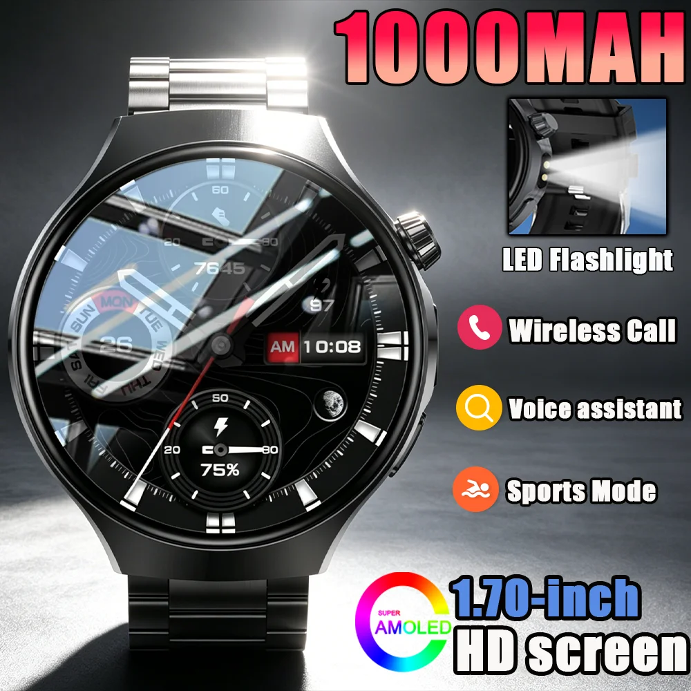 2026 NEW Outdoors Sports Smartwatch 1000MAH Large batterych 1.70''HD screen IP68Waterproof LED Flashlight Bluetooth call Compass
2026 NEW Outdoors Sports Smartwatch 1000MAH Large batterych 1.70''HD screen IP68Waterproof LED Flashlight Bluetooth call Compass