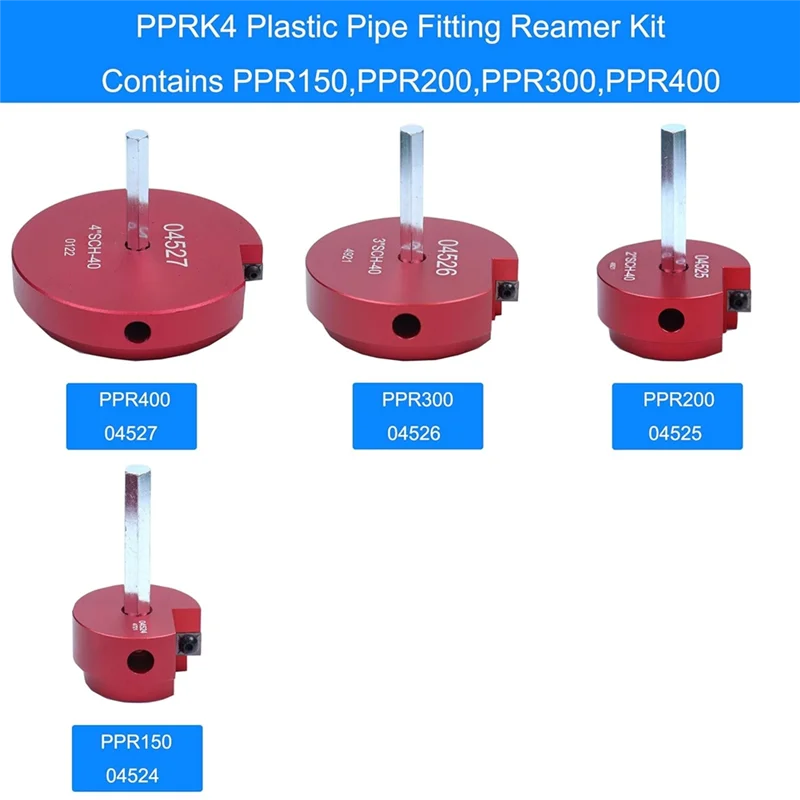 ABAH-Plastic Pipe Fitting Reamer 4 Piece Kit Fit Into Standard 1/2Inch Drills 3/8Inch Hex PVC Pipe Reamer Tool
ABAH-Plastic Pipe Fitting Reamer 4 Piece Kit Fit Into Standard 1/2Inch Drills 3/8Inch Hex PVC Pipe Reamer Tool