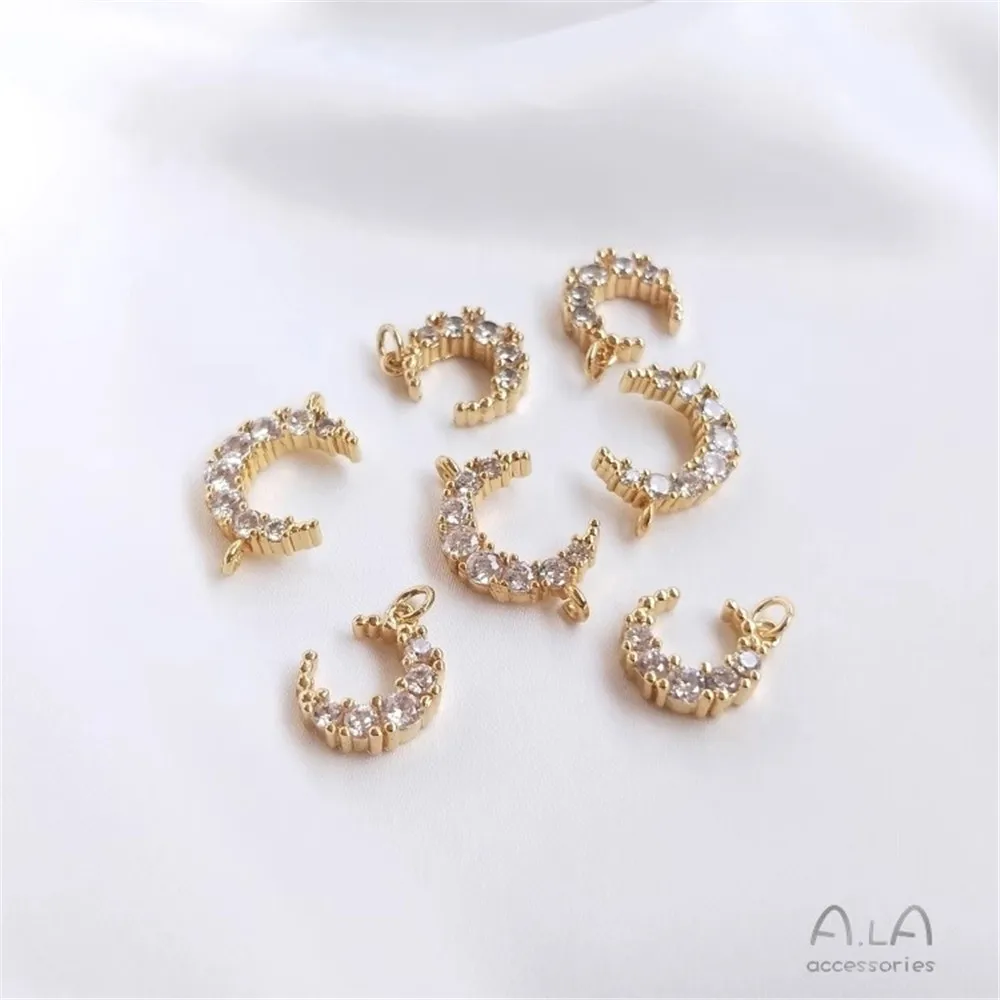 14K Gold Color Preservation Micro-inlaid Zircon Moon Pendant Small Pendant Diy Handmade Necklace Bracelet Accessories
14K Gold Color Preservation Micro-inlaid Zircon Moon Pendant Small Pendant Diy Handmade Necklace Bracelet Accessories