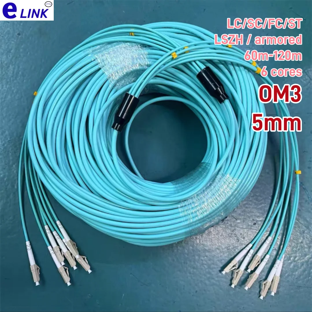 Armored fiber patchcord 60-120m 6 core OM3 MM 100m 80m 70M 6C SC LC FC ST APC multimode 6 fibers optical jumper cable ftthelink
Armored fiber patchcord 60-120m 6 core OM3 MM 100m 80m 70M 6C SC LC FC ST APC multimode 6 fibers optical jumper cable ftthelink