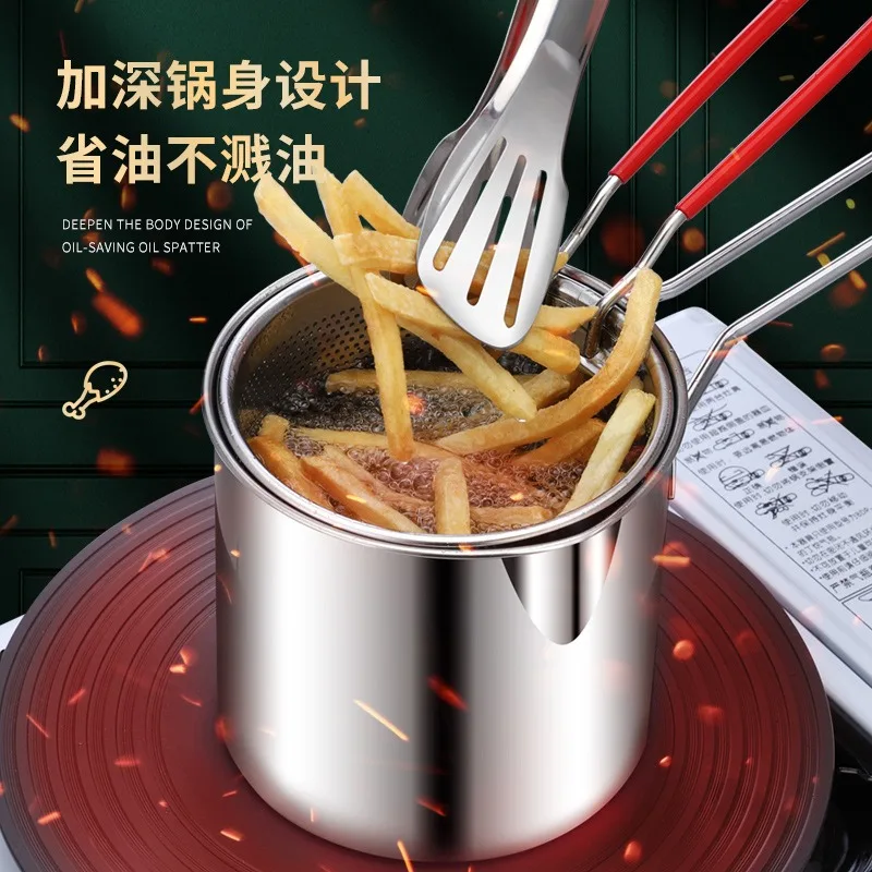 Deep Fryer 304 Stainless Steel Fryer with Frying Basket Auxiliary Food Pot To Deepen Japanese Milk Pot Kitchen Appliance
Deep Fryer 304 Stainless Steel Fryer with Frying Basket Auxiliary Food Pot To Deepen Japanese Milk Pot Kitchen Appliance
