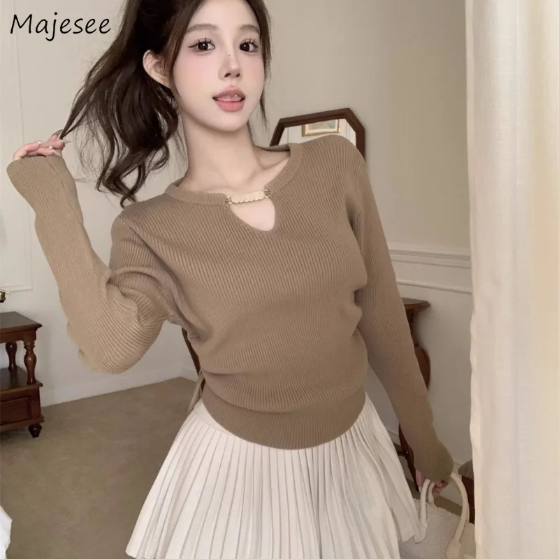 Pullovers Women Knitted Sweet Spicy Girls Hollow Out Casual All-match Classic Shirring Daily Autumn Korean Fashion Temperament
Pullovers Women Knitted Sweet Spicy Girls Hollow Out Casual All-match Classic Shirring Daily Autumn Korean Fashion Temperament