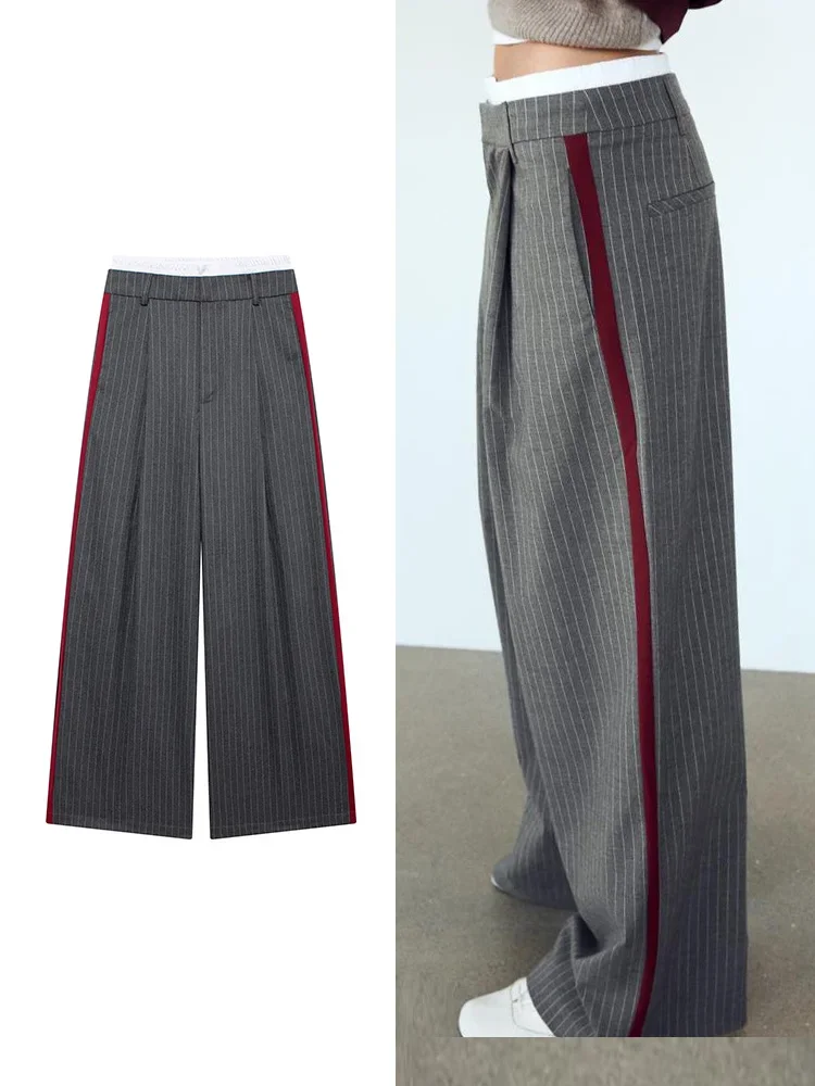 Willshela Women Y2K Grey Striped Pleated Front Zipper Straight Pant High Waist Full Length Female Chic Lady Trousers
Willshela Women Y2K Grey Striped Pleated Front Zipper Straight Pant High Waist Full Length Female Chic Lady Trousers