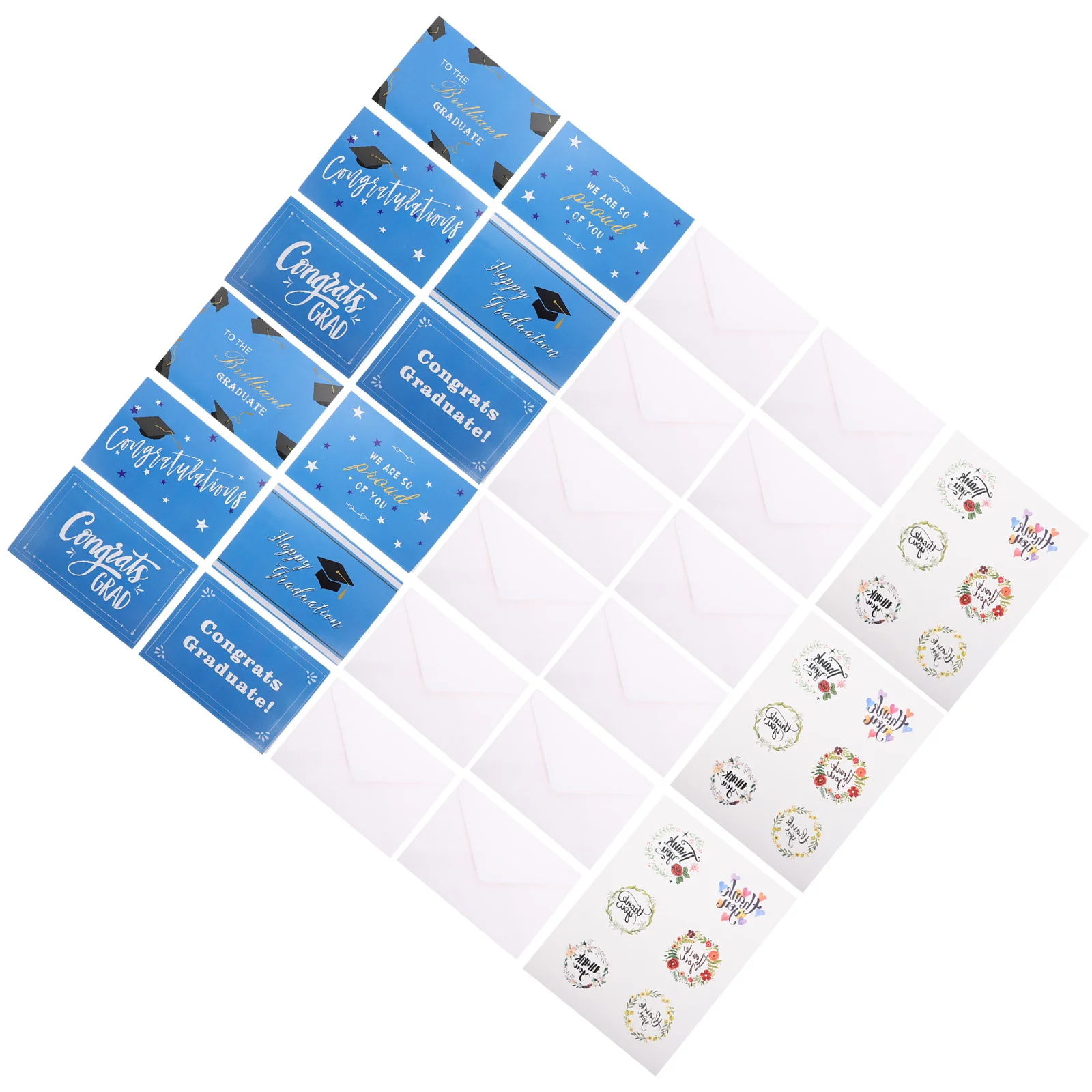 24Sets Graduation Cards Set Delicate Paper Material Thickened Stiff Smooth Writing Surface Portable Blessing Cards for Friends
24Sets Graduation Cards Set Delicate Paper Material Thickened Stiff Smooth Writing Surface Portable Blessing Cards for Friends