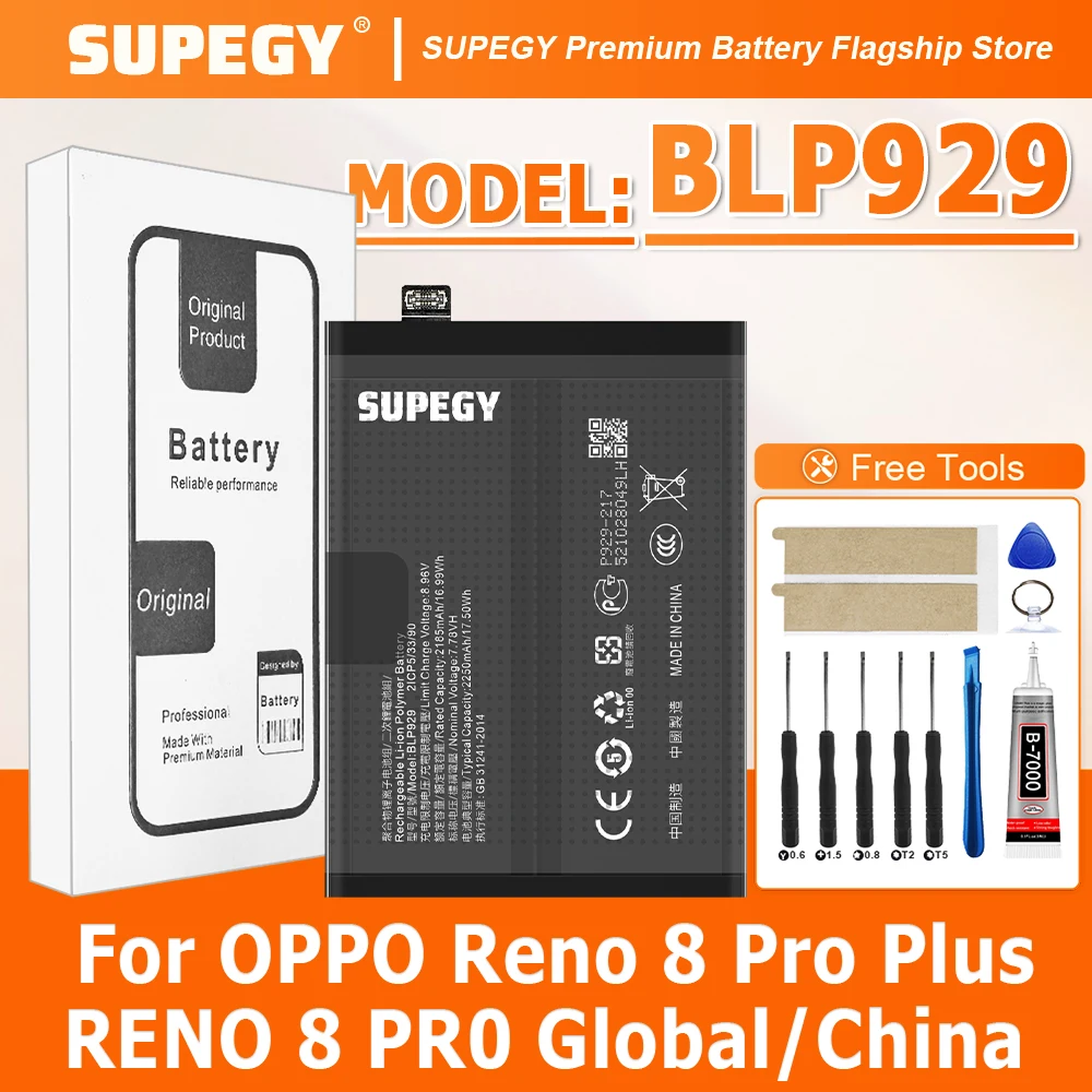 100% новый аккумулятор BLP929 для OPPO RENO 8 PRO + бесплатные инструменты
100% новый аккумулятор BLP929 для OPPO RENO 8 PRO + бесплатные инструменты