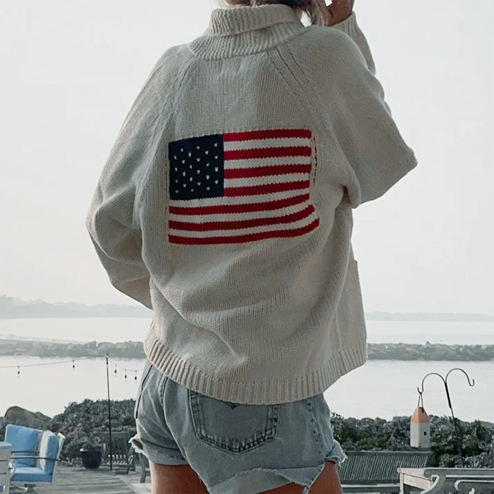 Combhasaki Women Shawl Collar Cardigan Long Sleeve Button Down Lapel V Neck Flag Print Sweater Knit Loose Fit Tops with Pocket
Combhasaki Women Shawl Collar Cardigan Long Sleeve Button Down Lapel V Neck Flag Print Sweater Knit Loose Fit Tops with Pocket