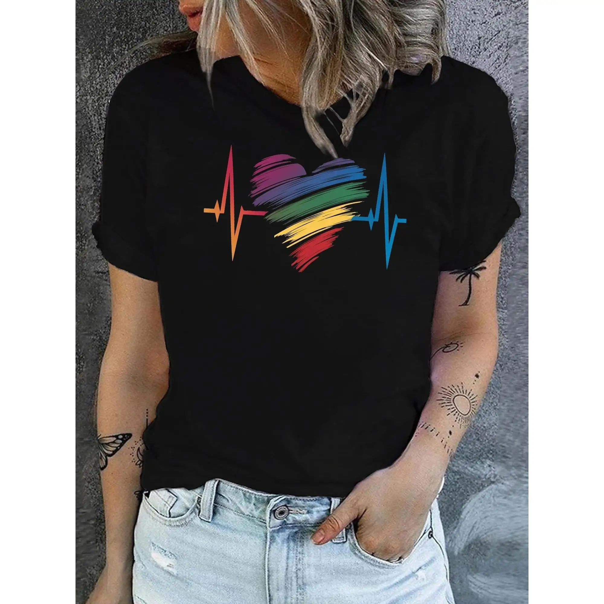 Women's LGBTQ+ Pride Heartbeat T-Shirt | Rainbow Flag EKG Graphic Tee | Love Is Love Ally Support Gift Top
Women's LGBTQ+ Pride Heartbeat T-Shirt | Rainbow Flag EKG Graphic Tee | Love Is Love Ally Support Gift Top