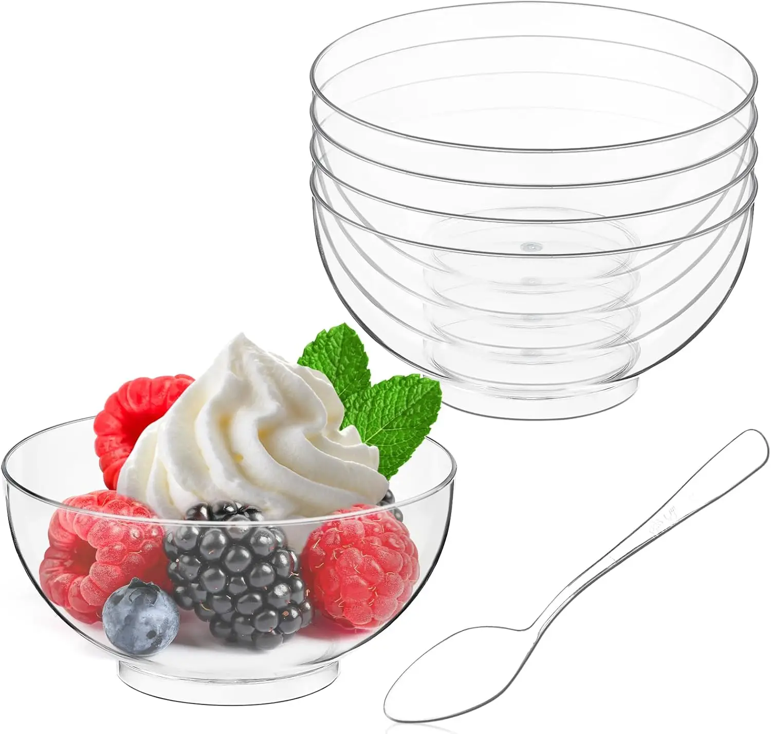 50 Pack 3 oz Mini Dessert Cups with Spoons, Clear Small Bowls for Yogurt Parfait, Mousse, Trifle & Appetizer
50 Pack 3 oz Mini Dessert Cups with Spoons, Clear Small Bowls for Yogurt Parfait, Mousse, Trifle & Appetizer